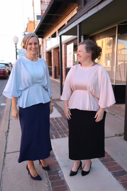 “Spring in Satin” Top - Blue