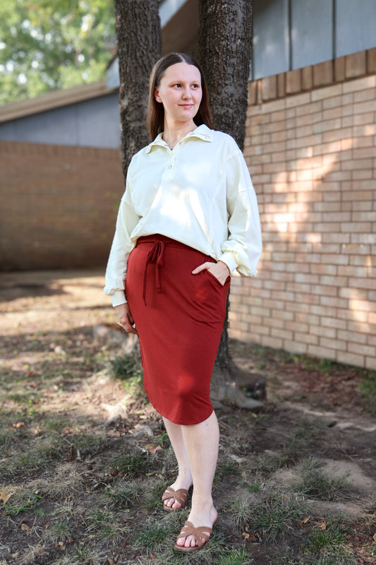“Comfort All Day” Lounge Skirt - Rust