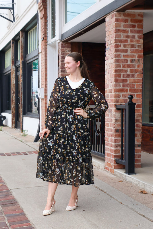 The “Harlow” Dress - Black Floral