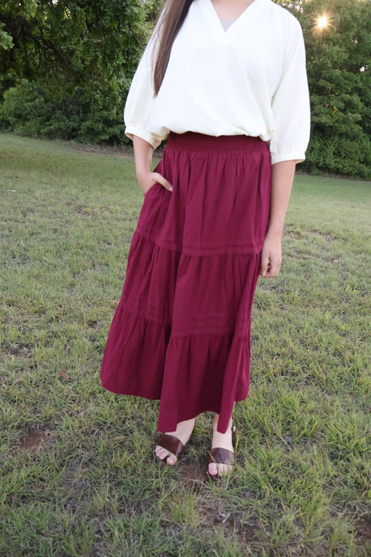 The “Penelope” Skirt - Burgundy