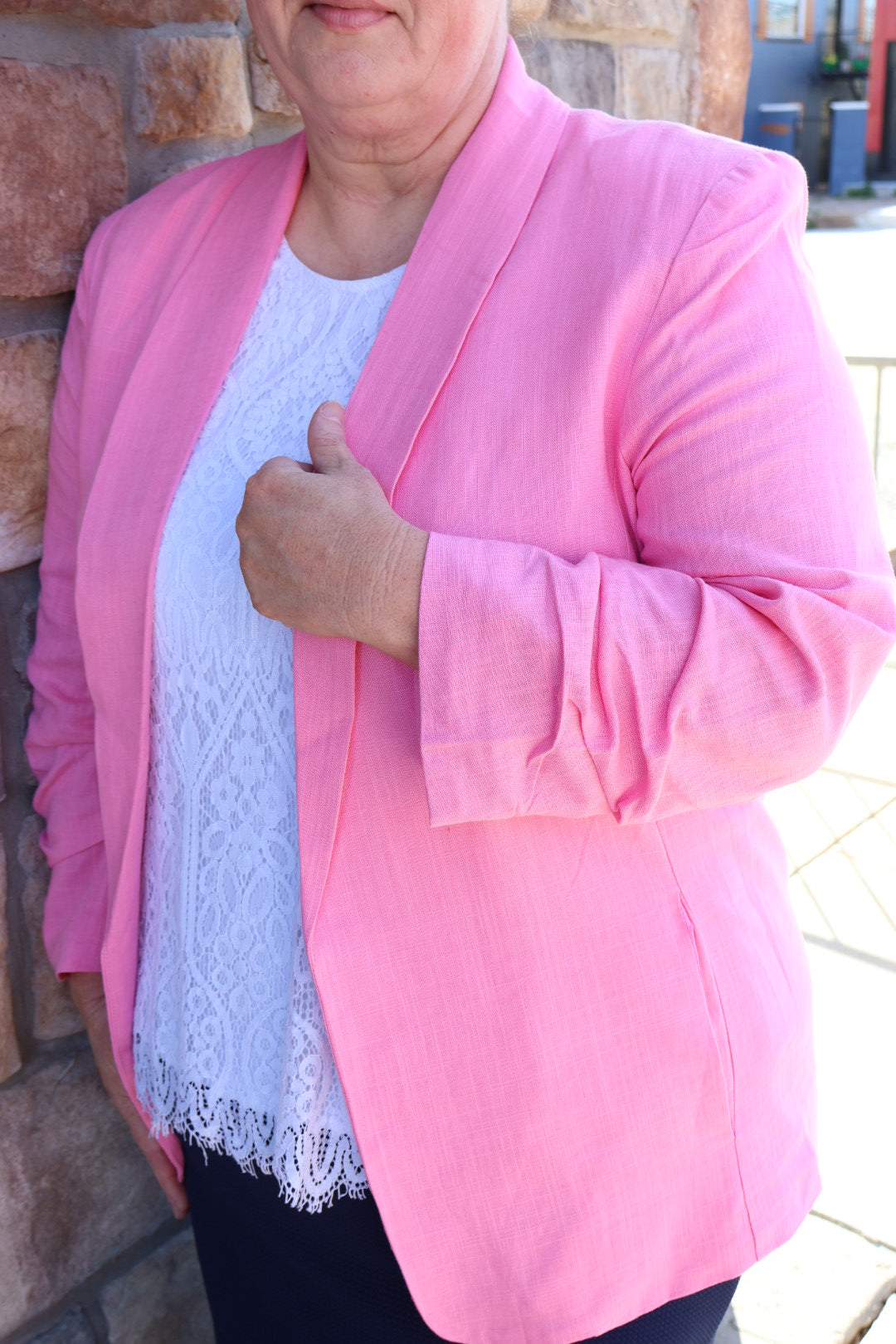 “Light and Breezy” Linen Blazer - Hot Pink