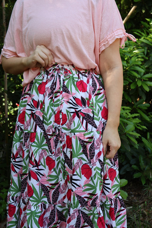 “Tropical Oasis” Midi Skirt