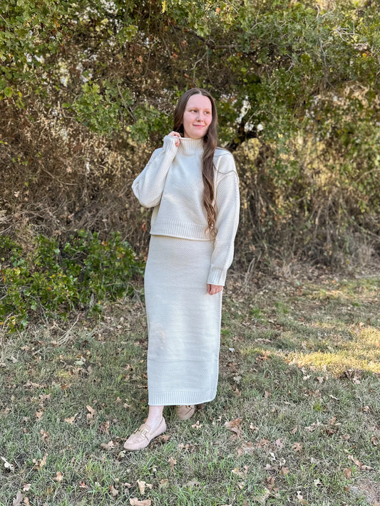 “Warm Wishes” Sweater Skirt - Cream