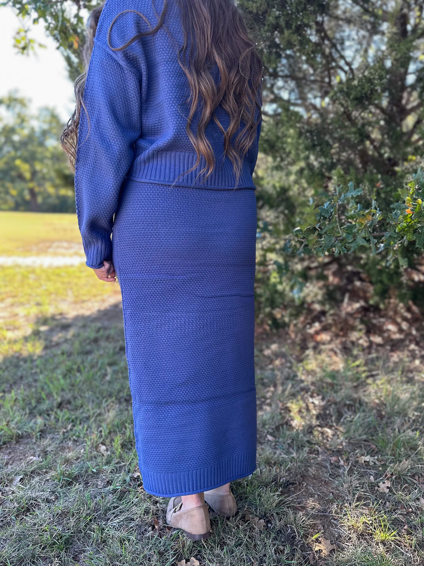 “Warm Wishes” Sweater Skirt - Blue