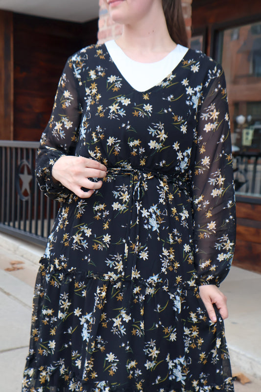 The “Harlow” Dress - Black Floral
