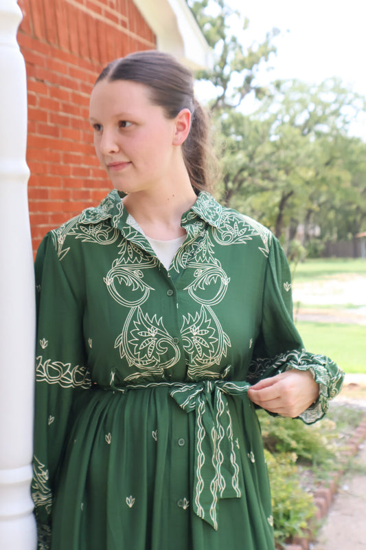 The “Evergreen Essence” Midi Dress