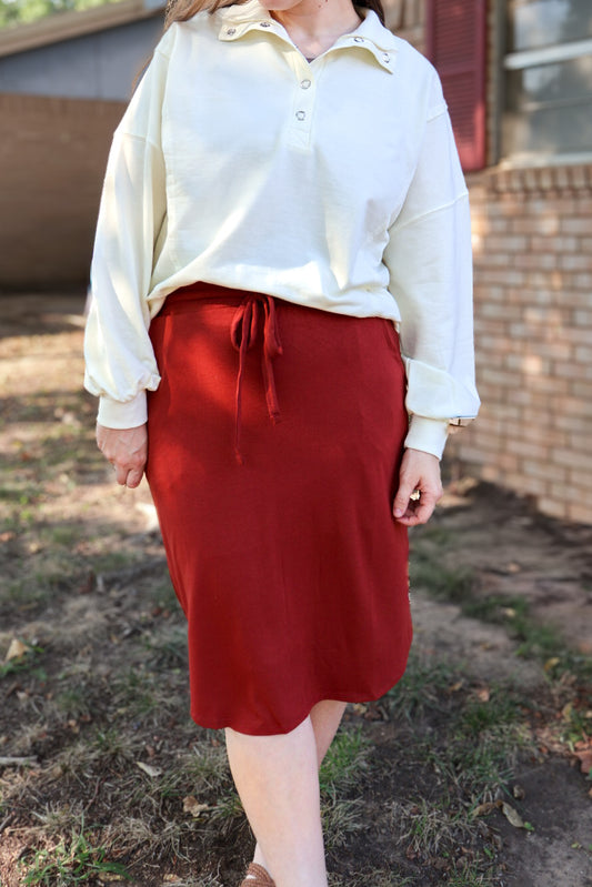 “Comfort All Day” Lounge Skirt - Rust