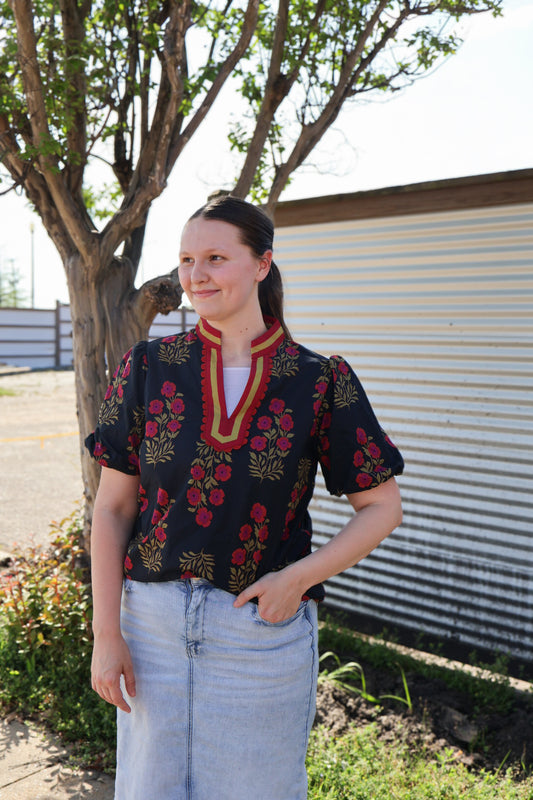 The “Scarlet Bloom” Top