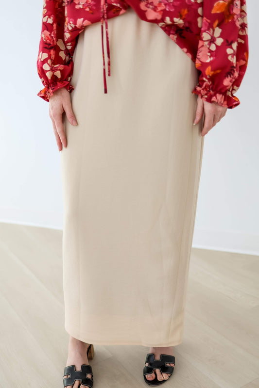 The “Elaine” Pencil Skirt 36” - Cream