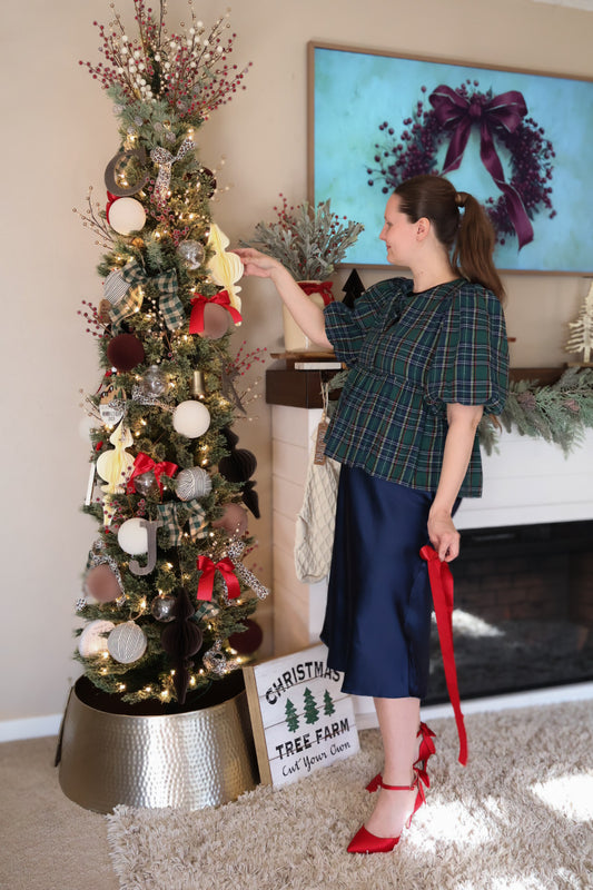 “Enchanted Grace” Navy Satin Skirt