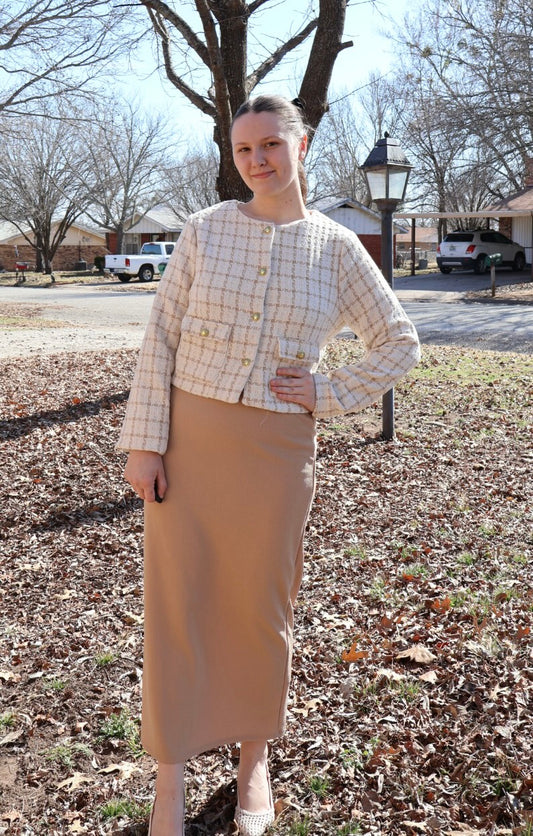 The “Elaine” Pencil Skirt 36” - Khaki