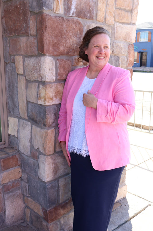 “Light and Breezy” Linen  Blazer - Hot Pink