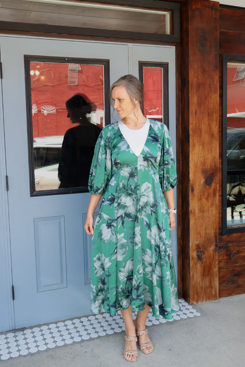 The “Alicia” Dress - Green Floral