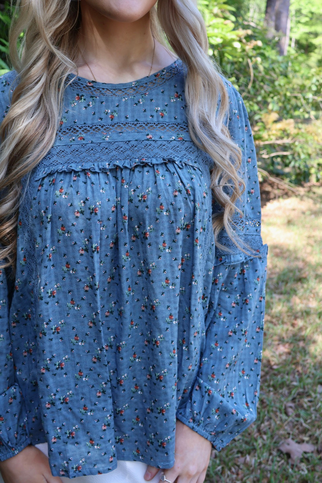 “Petals and Lace” Top - Blue