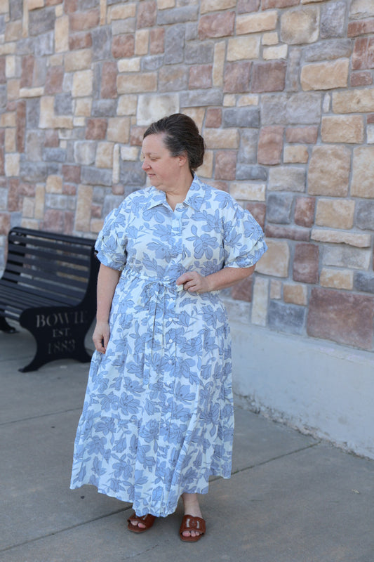 The “Blooming Elegance” Dress - Blue