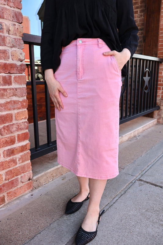 The “Lauren” Denim skirt - Pink