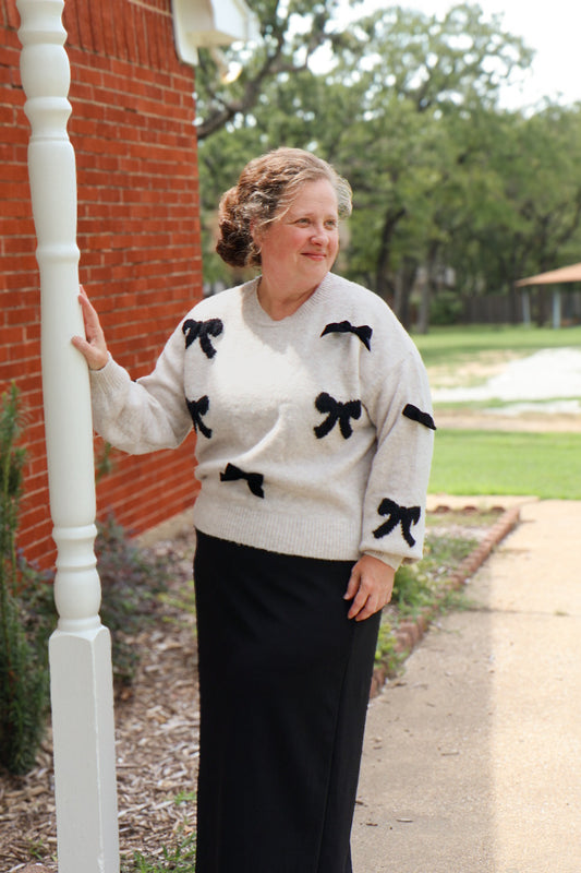 “Cozy Elegance” Bow Sweater