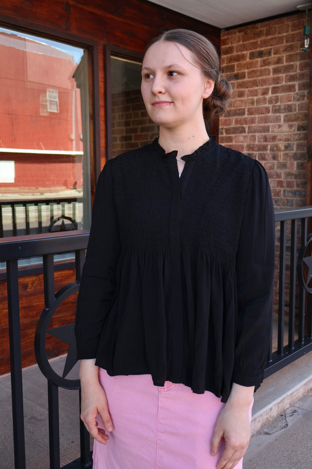 “Smocked to perfection” Top - Black