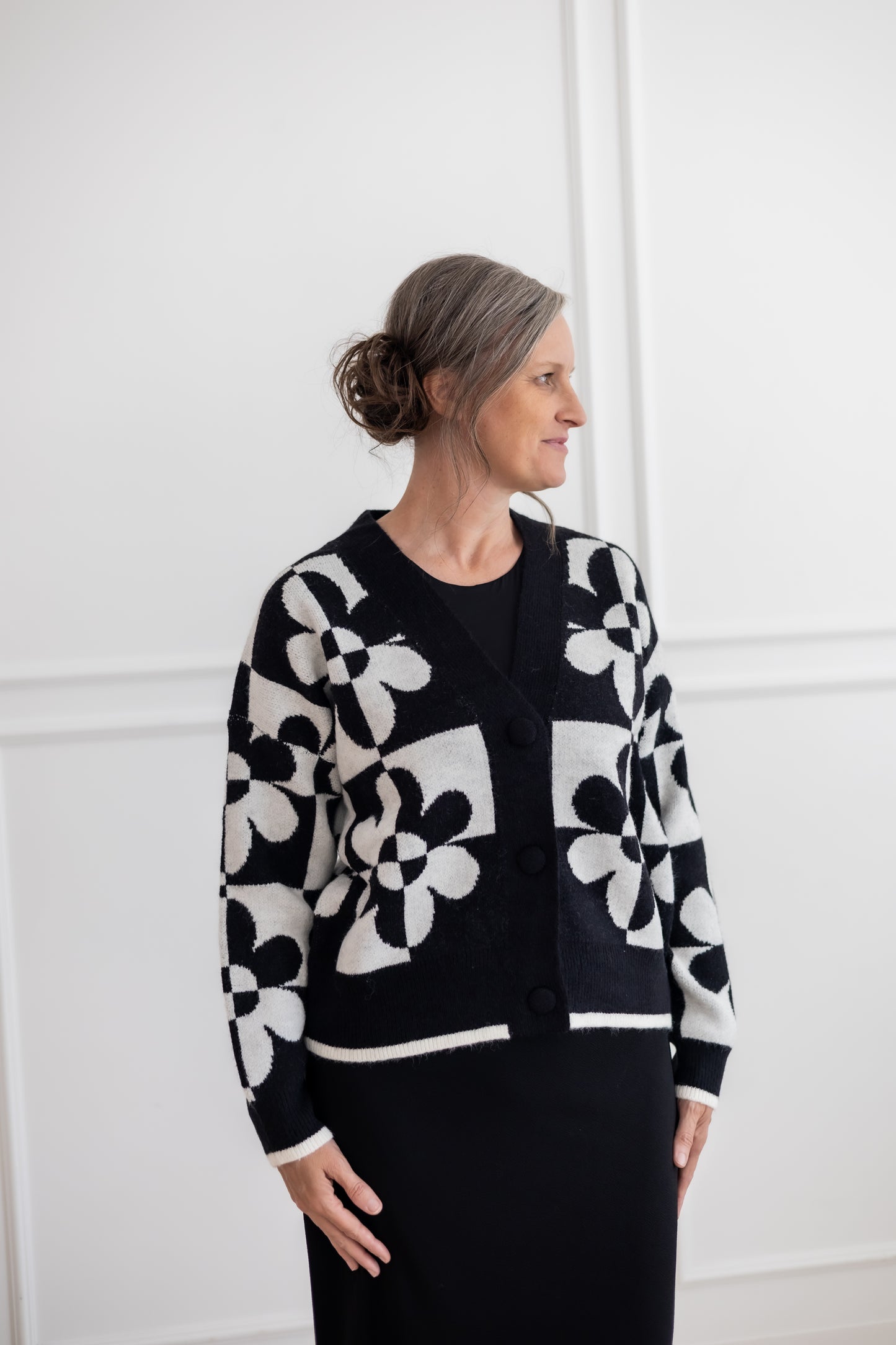 “Retro Floral” Sweater Cardigan