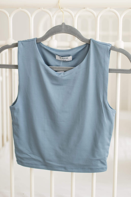 Dressy Half Tank - Denim Blue