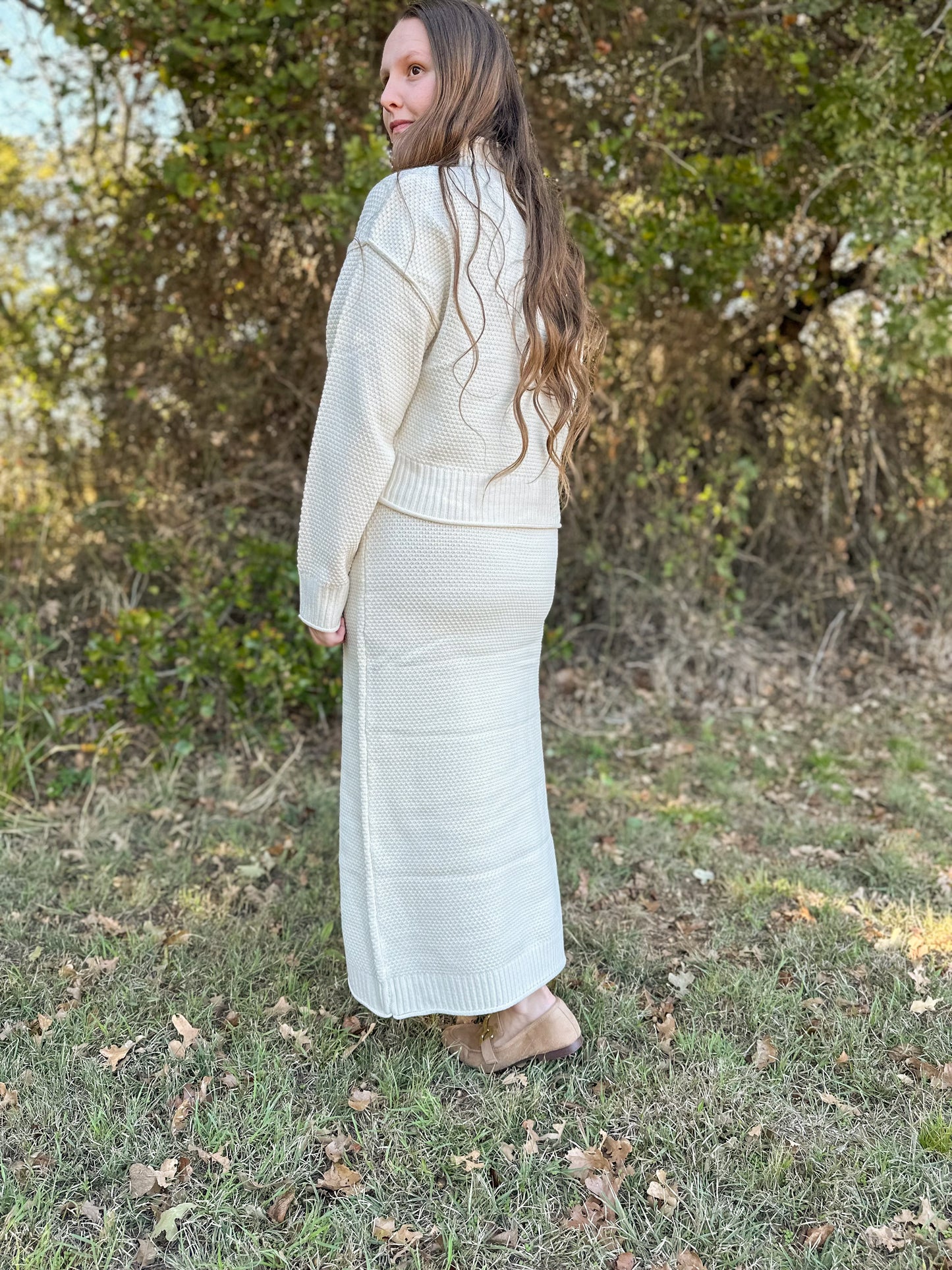 “Warm Wishes” Sweater Skirt - Cream
