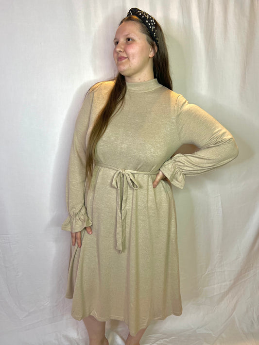 “Cozy Up” Tan Sweater Dress