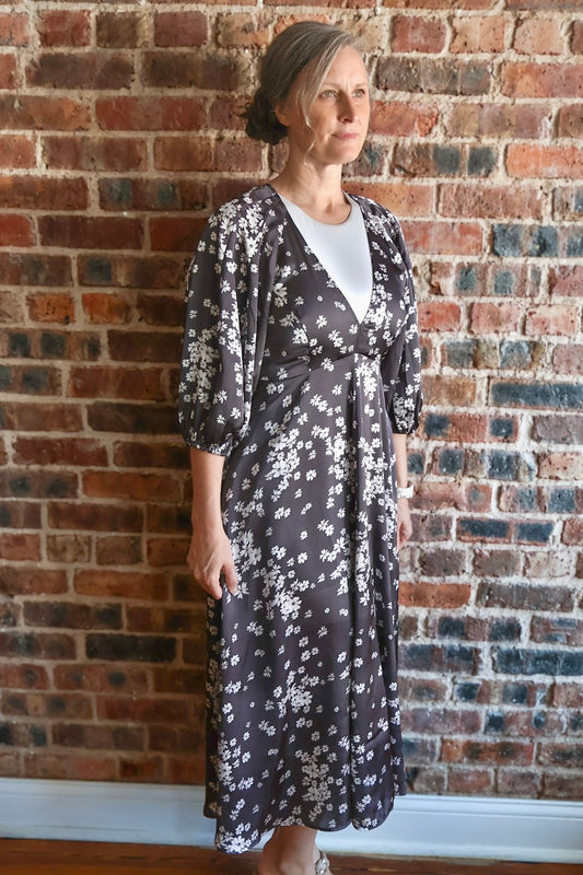 The “Alicia” Dress -Grey Floral