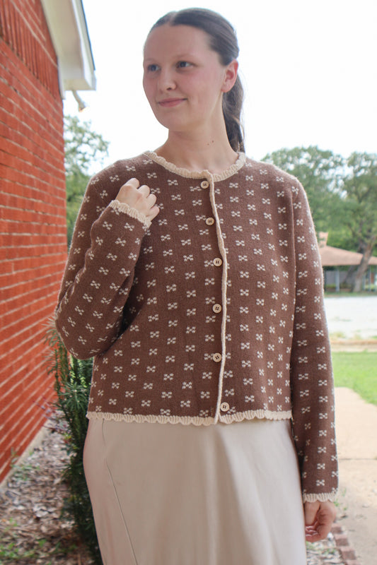 “Chestnut Charm” Sweater Cardigan