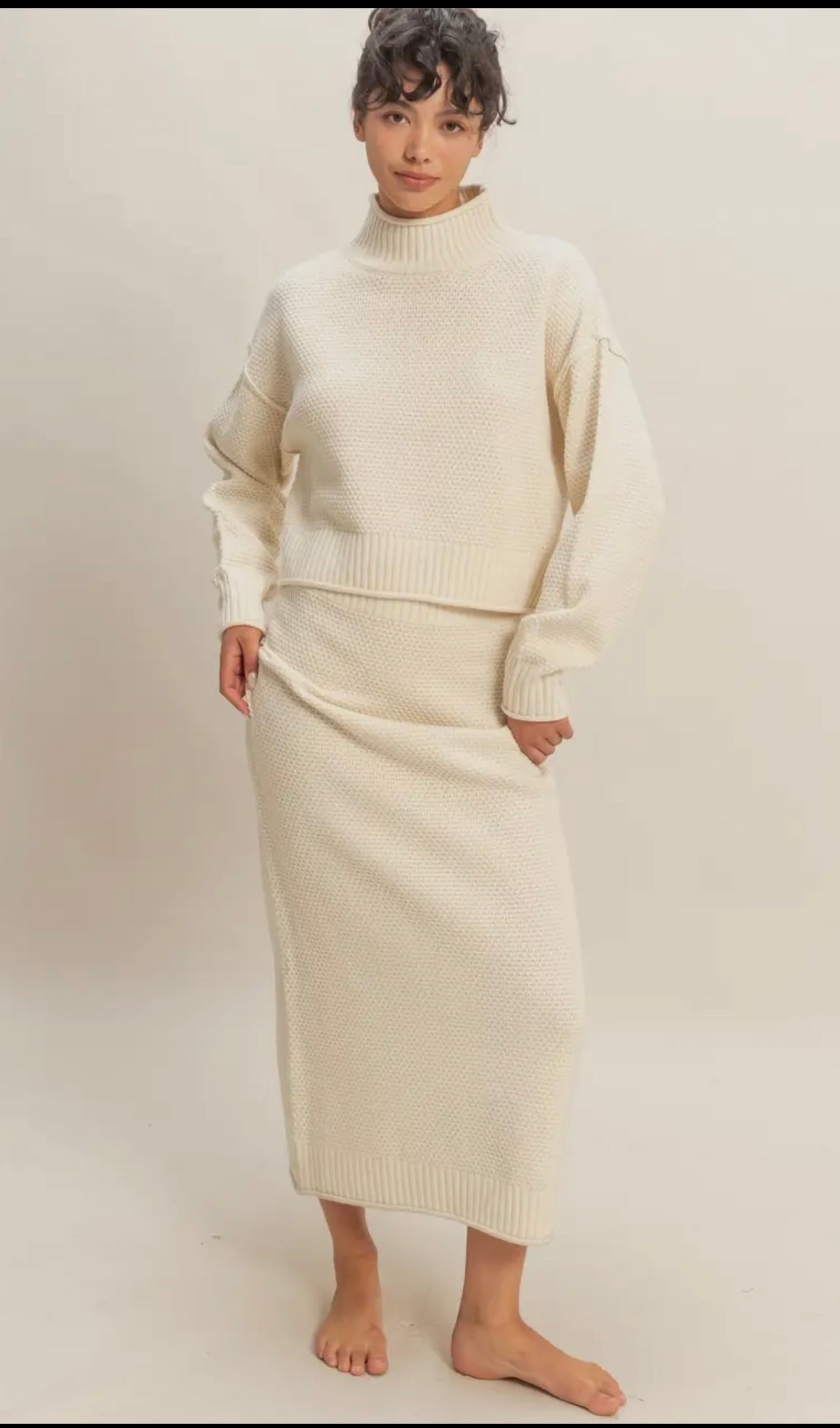 “Warm Wishes” Sweater Skirt - Cream