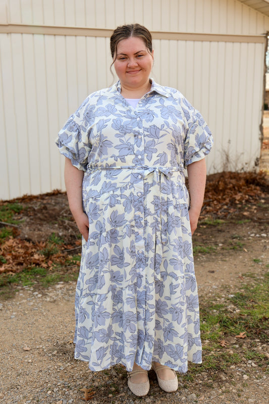 The “Blooming Elegance” Dress - Blue
