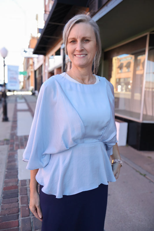 “Spring in Satin” Top - Blue