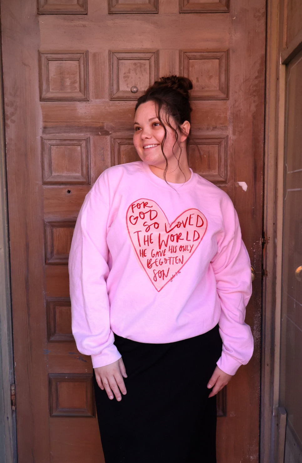 “For God So Loved” Pink Sweatshirt