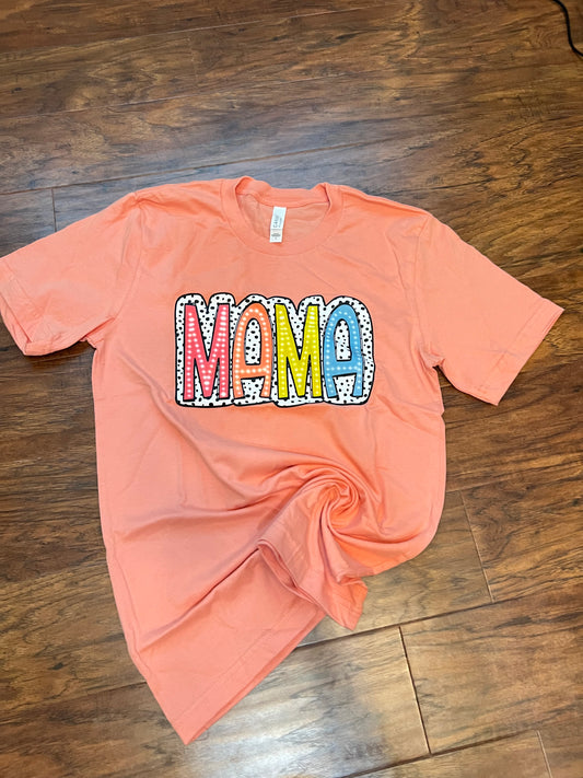 Polka Dot “Mama” T-Shirt - Peach