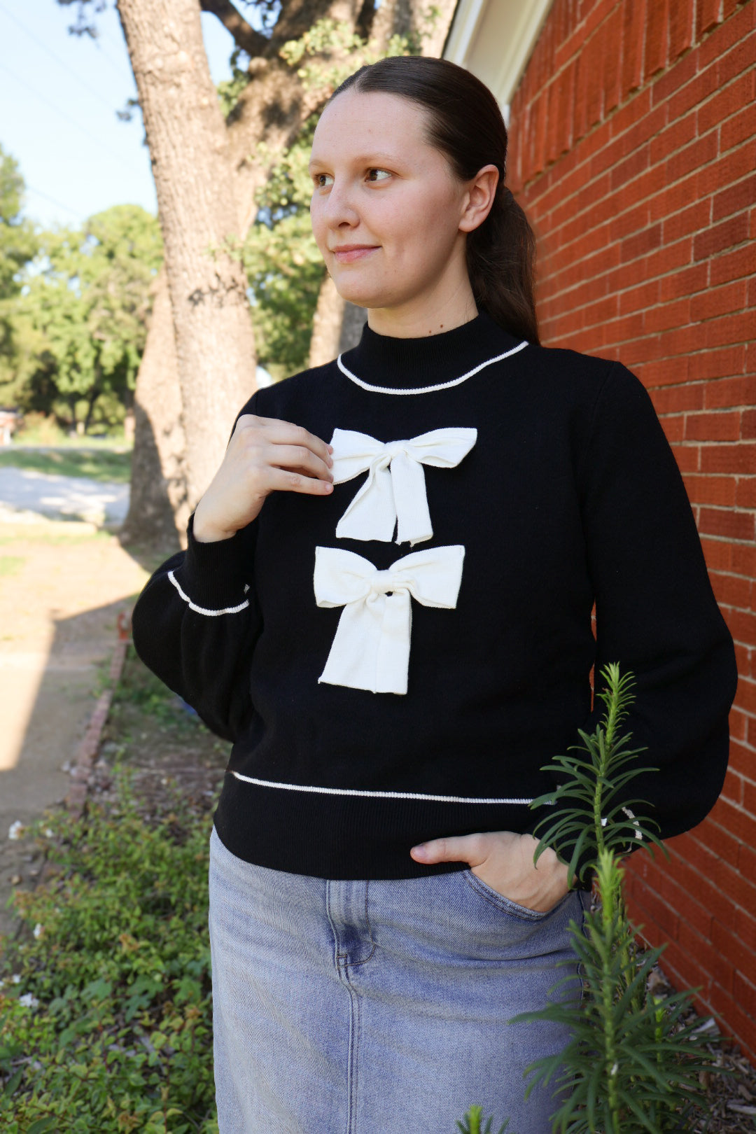 “Stroll on the City” Bow Sweater