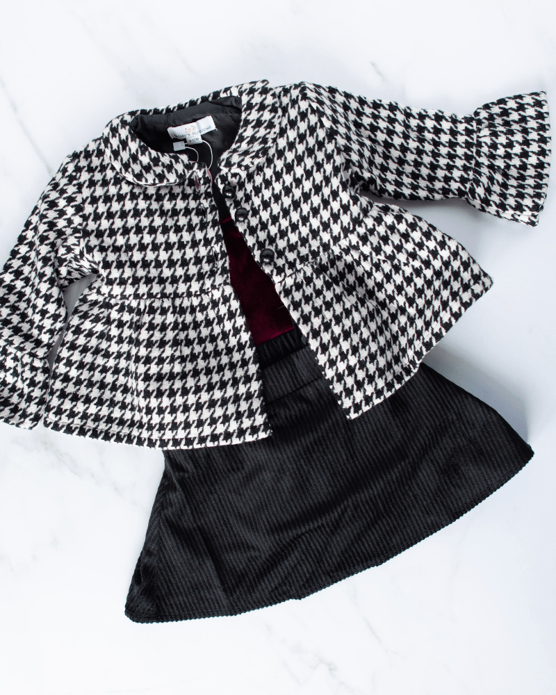 Button Down Front Houndstooth Pea Coat (Baby)