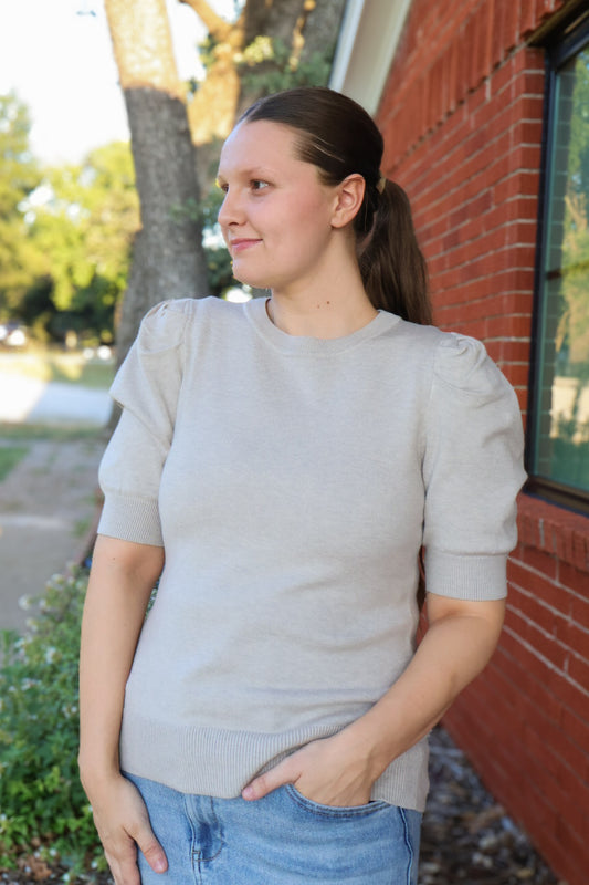 “Cozy Days” Puff Sleeve Sweater