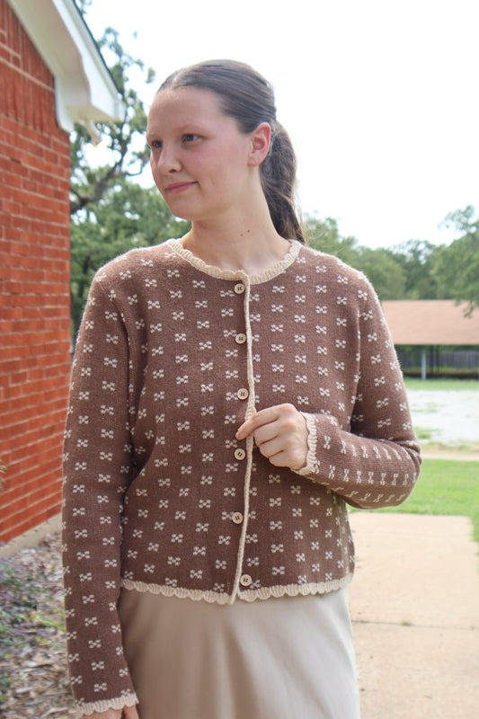 “Chestnut Charm” Sweater Cardigan
