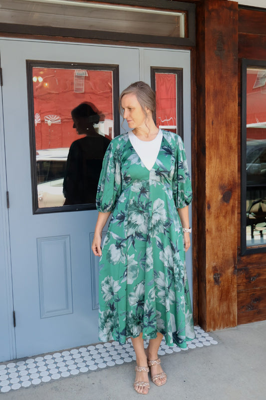 The “Alicia” Dress - Green Floral