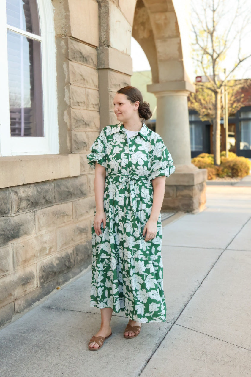 The “Blooming Elegance” Dress - Green