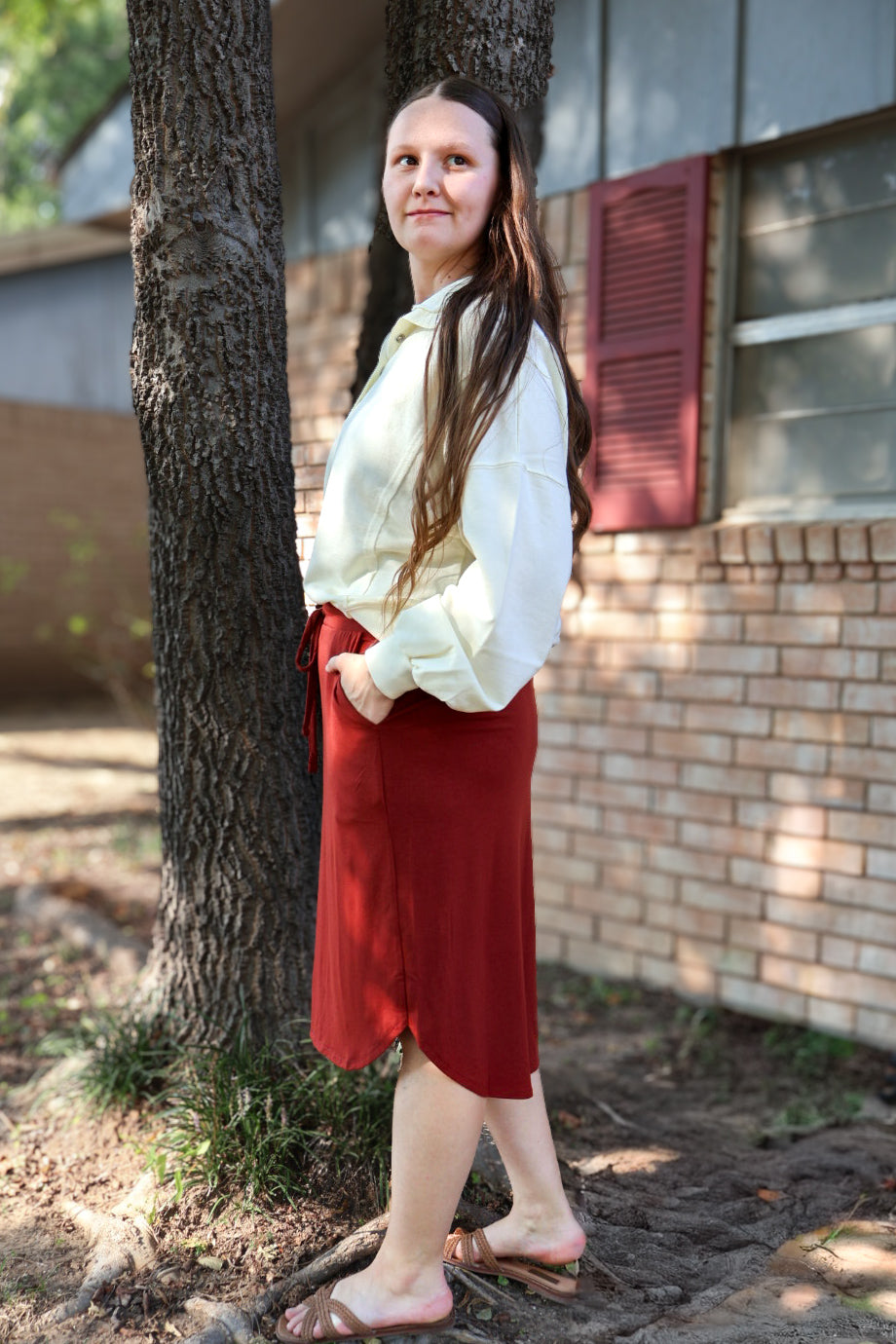 “Comfort All Day” Lounge Skirt - Rust