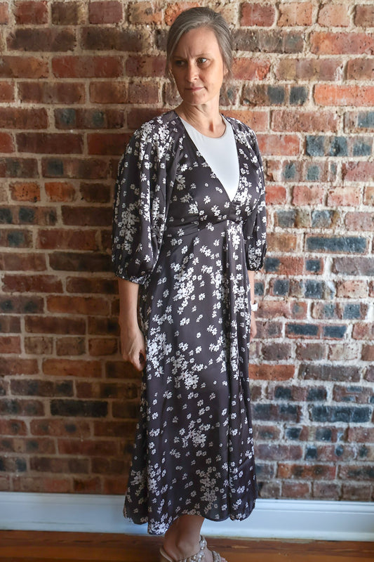 The “Alicia” Dress -Grey Floral