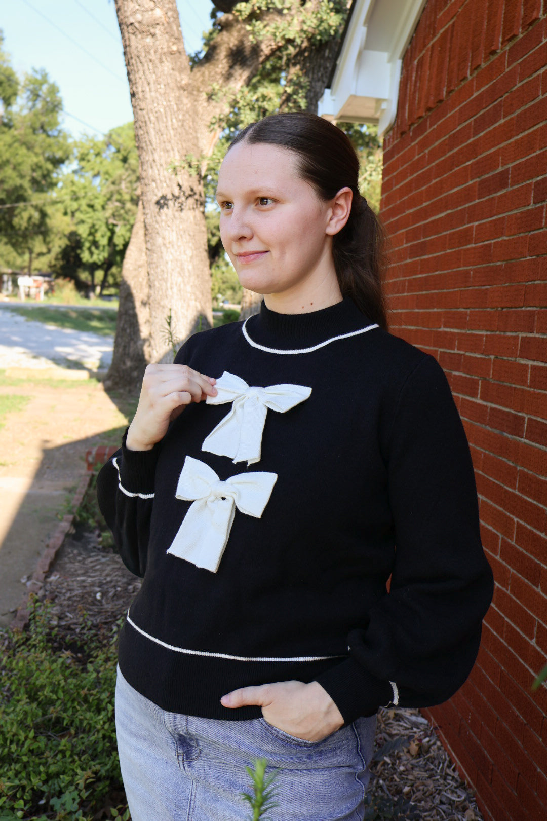 “Stroll on the City” Bow Sweater