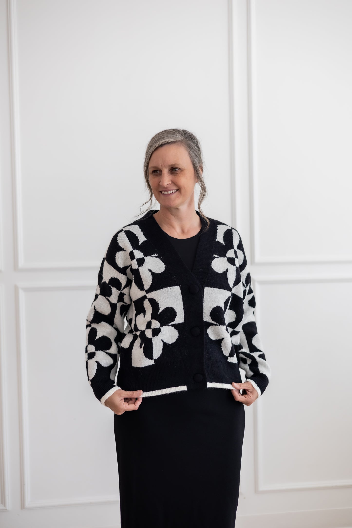 “Retro Floral” Sweater Cardigan