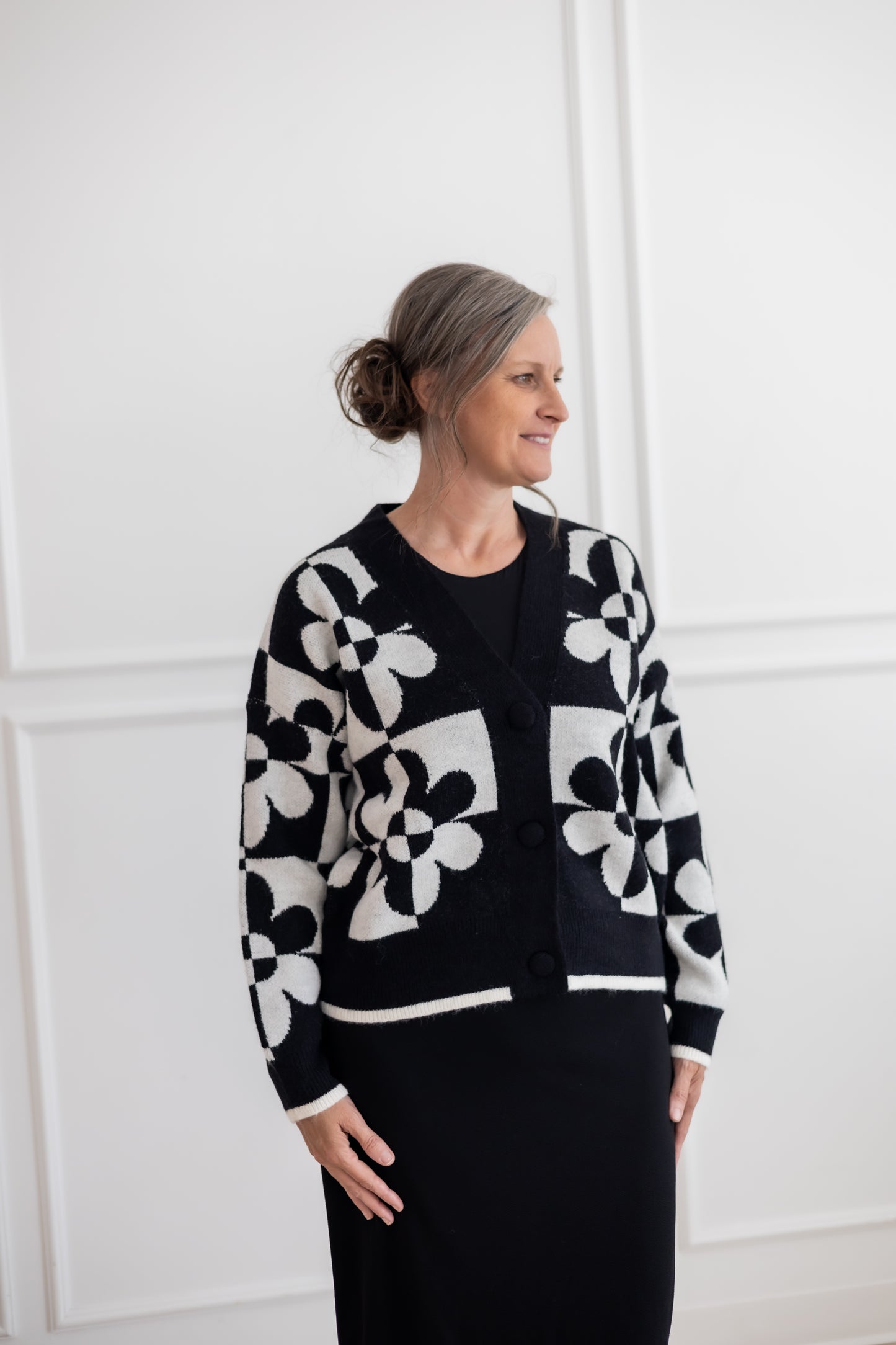 “Retro Floral” Sweater Cardigan